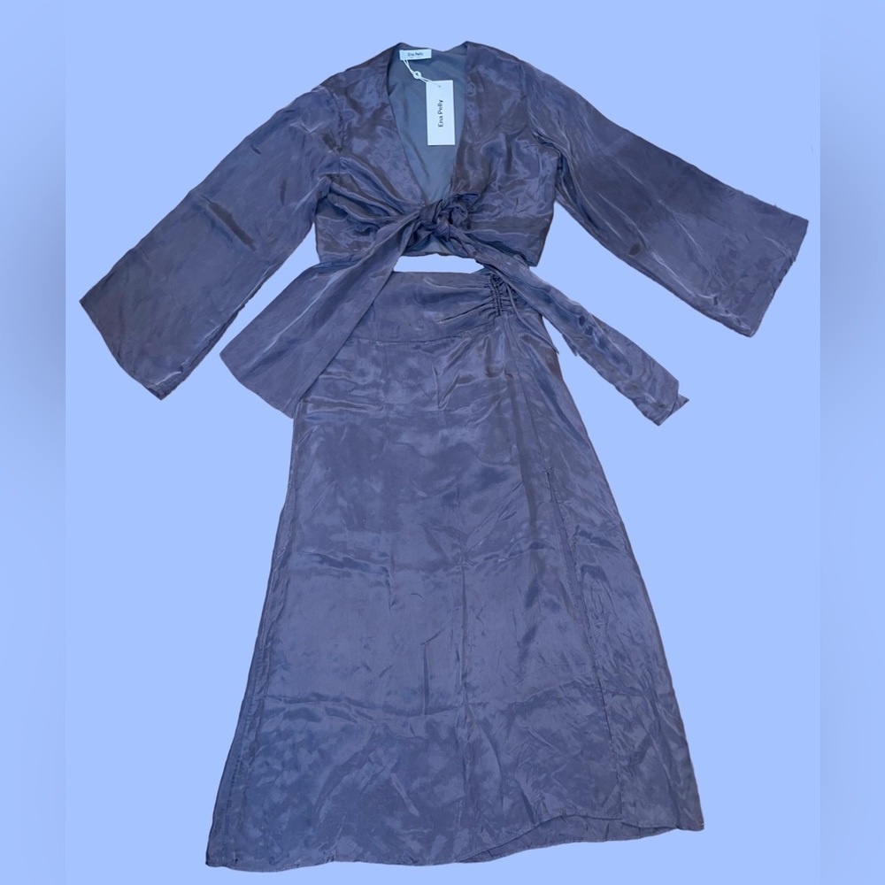 🆕NWT #7~Ena Pelly, Katy Cupro shirt & Skirt Castlerock, Size AU 8